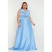 VESTIDO DE FESTA LONGO PLUS SIZE DECOTE EM V COM BABADOS