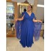 VESTIDO DE FESTA LONGO PLUS SIZE MANGA CAPA