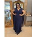 VESTIDO DE FESTA LONGO PLUS SIZE MANGA CAPA