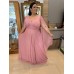 VESTIDO DE FESTA LONGO PLUS SIZE MANGA CAPA