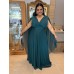 VESTIDO DE FESTA LONGO PLUS SIZE MANGA CAPA