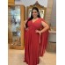 VESTIDO DE FESTA LONGO PLUS SIZE MANGA CAPA