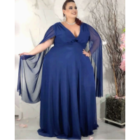 VESTIDO DE FESTA LONGO PLUS SIZE MANGA CAPA