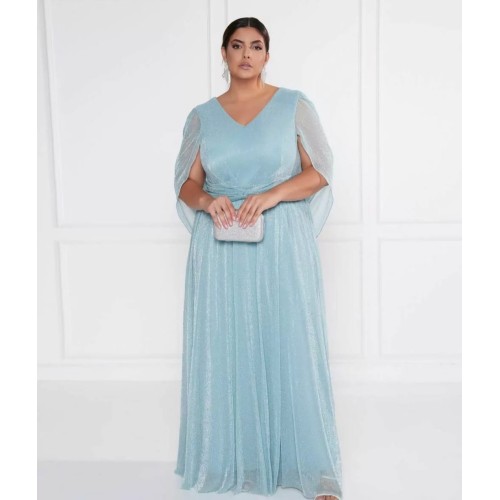 VESTIDO DE FESTA LONGO PLUS SIZE COM CAPA